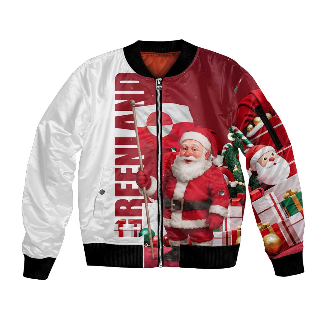 Greenland Santa Christmas Sleeve Zip Bomber Jacket Nordic Holiday Pride Design - Wonder Print Shop