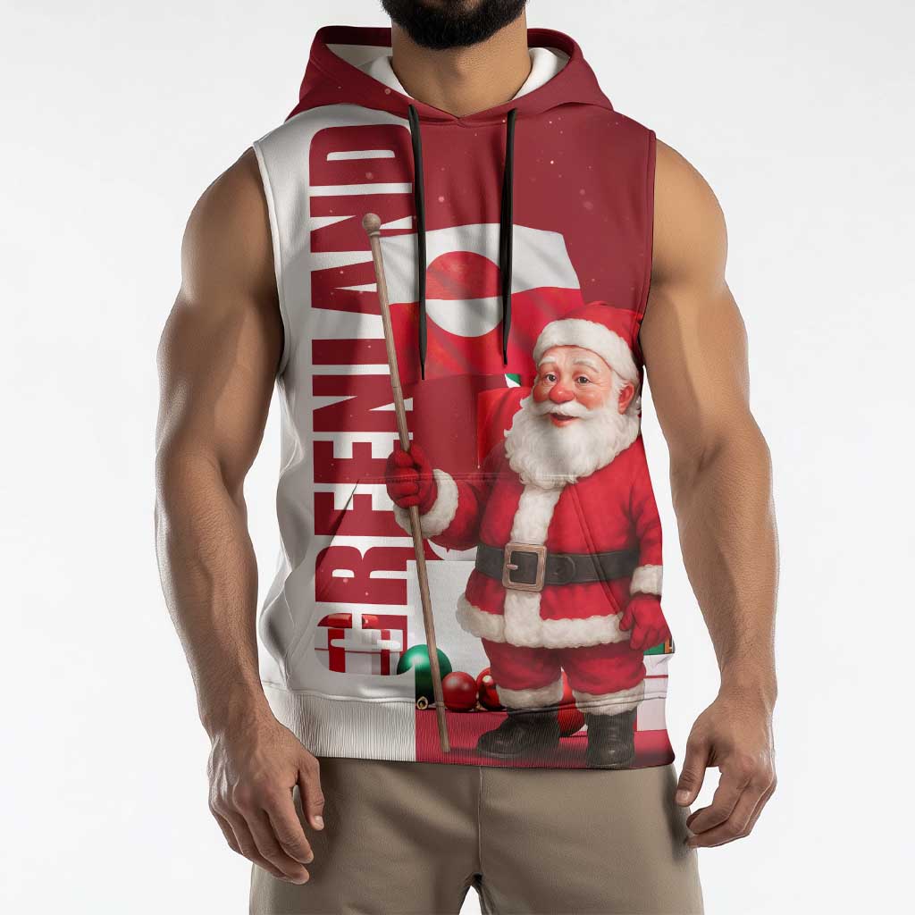 Greenland Santa Christmas Sleeveless Hoodie Nordic Holiday Pride Design - Wonder Print Shop