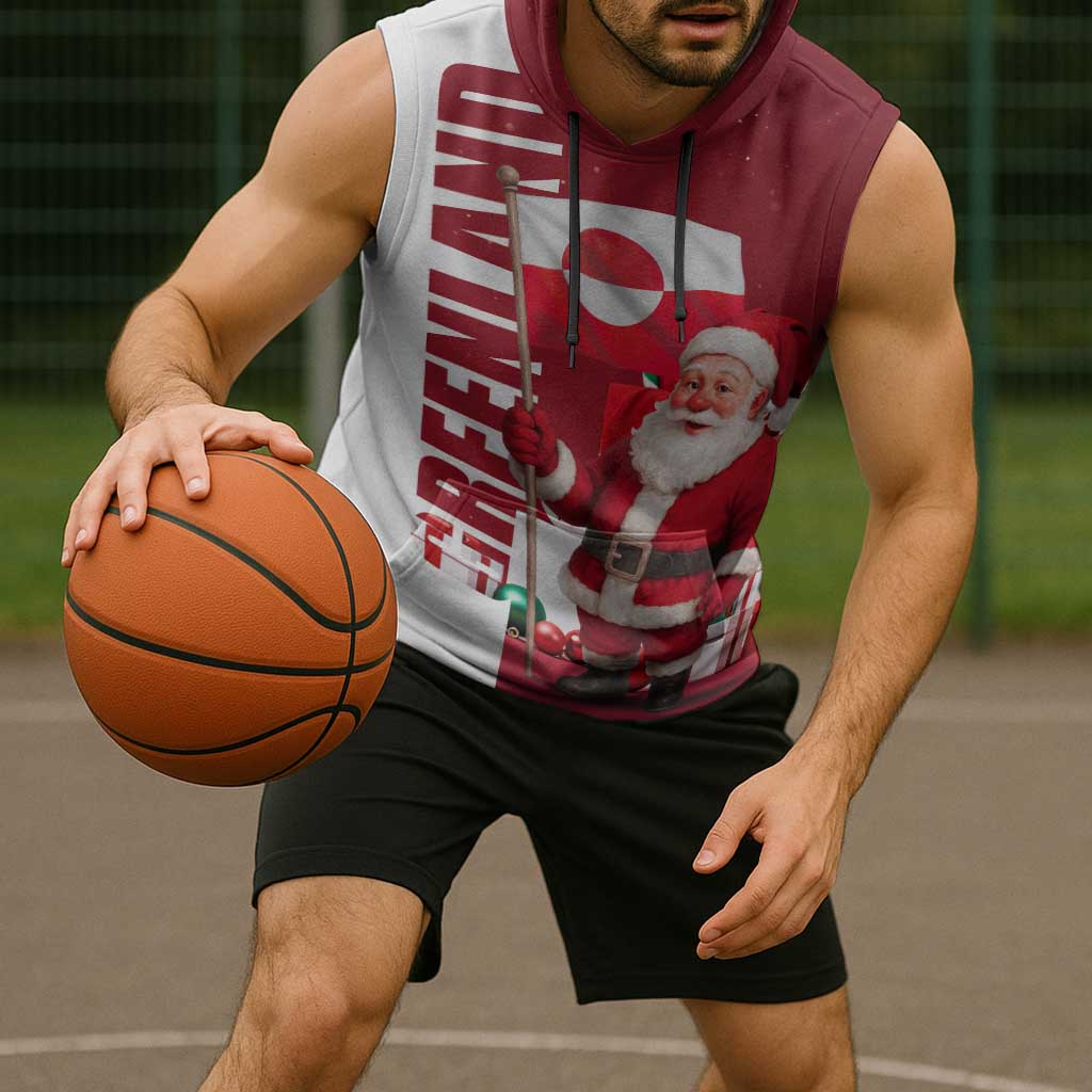 Greenland Santa Christmas Sleeveless Hoodie Nordic Holiday Pride Design - Wonder Print Shop
