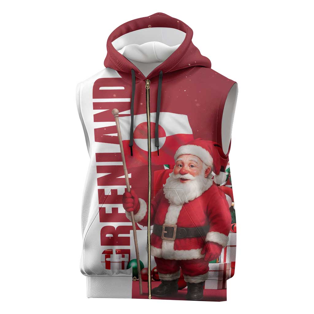 Greenland Santa Christmas Sleeveless Zip Hoodie Nordic Holiday Pride Design - Wonder Print Shop