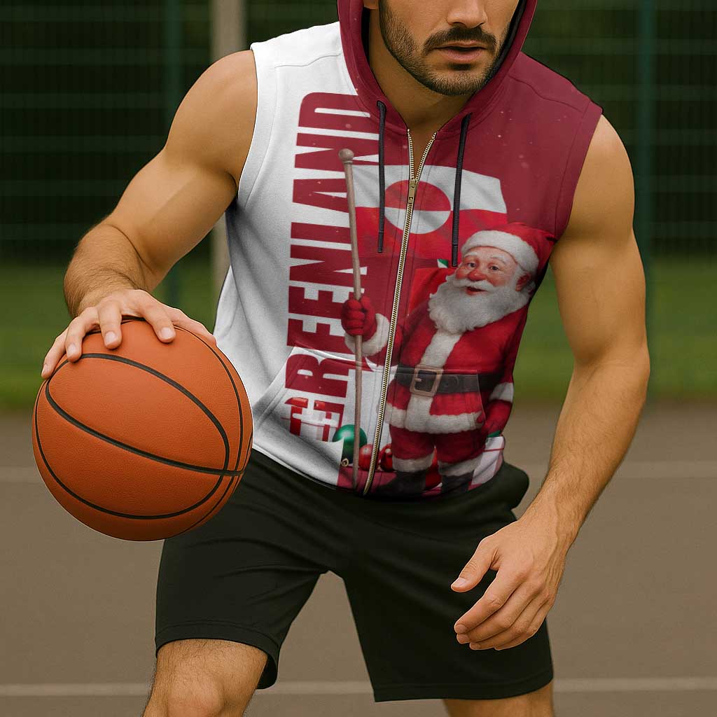 Greenland Santa Christmas Sleeveless Zip Hoodie Nordic Holiday Pride Design - Wonder Print Shop