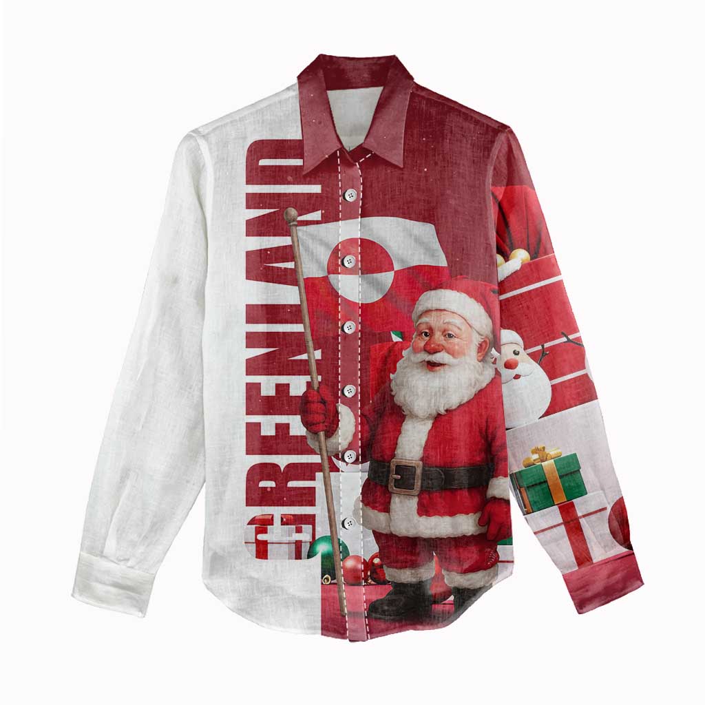 Greenland Santa Christmas Women Casual Shirt Nordic Holiday Pride Design - Wonder Print Shop