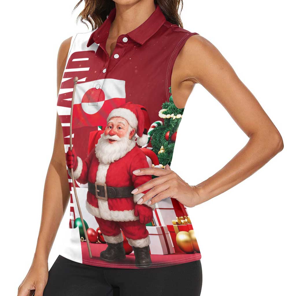 Greenland Santa Christmas Women Sleeveless Polo Shirt Nordic Holiday Pride Design - Wonder Print Shop