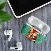 Guyana Christmas Santa Leopard AirPods Case with Green Red Yellow Gift and Map - Wonder Print Shop