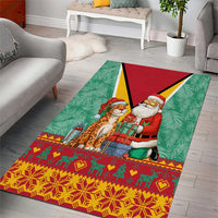 Guyana Christmas Santa Leopard Area Rug with Green Red Yellow Gift and Map - Wonder Print Shop