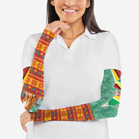 Guyana Christmas Santa Leopard Arm Sleeves with Green Red Yellow Gift and Map - Wonder Print Shop