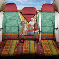 Guyana Christmas Santa Leopard Back Car Seat Cover with Green Red Yellow Gift and Map - Wonder Print Shop