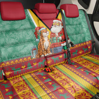 Guyana Christmas Santa Leopard Back Car Seat Cover with Green Red Yellow Gift and Map - Wonder Print Shop
