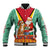Guyana Christmas Santa Leopard Baseball Jacket with Green Red Yellow Gift and Map - Wonder Print Shop