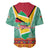 Guyana Christmas Santa Leopard Baseball Jersey with Green Red Yellow Gift and Map - Wonder Print Shop