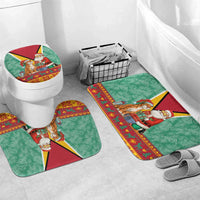 Guyana Christmas Santa Leopard Bathroom Set with Green Red Yellow Gift and Map - Wonder Print Shop