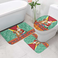 Guyana Christmas Santa Leopard Bathroom Set with Green Red Yellow Gift and Map - Wonder Print Shop