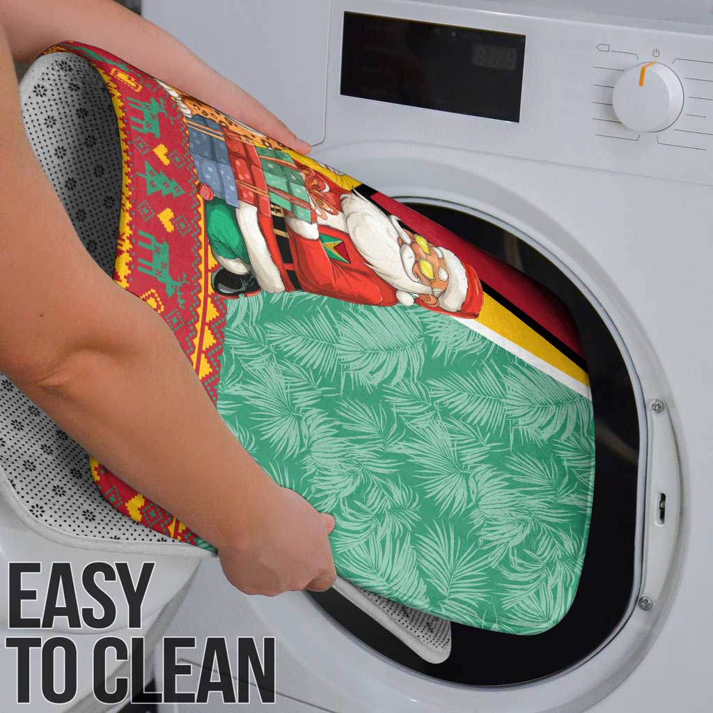 Guyana Christmas Santa Leopard Bathroom Set with Green Red Yellow Gift and Map - Wonder Print Shop