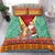 Guyana Christmas Santa Leopard Bedding Set with Green Red Yellow Gift and Map - Wonder Print Shop