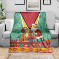 Guyana Christmas Santa Leopard Blanket with Green Red Yellow Gift and Map - Wonder Print Shop