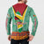 Guyana Christmas Santa Leopard Button Sweatshirt with Green Red Yellow Gift and Map - Wonder Print Shop