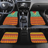 Guyana Christmas Santa Leopard Car Mats with Green Red Yellow Gift and Map - Wonder Print Shop