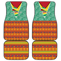 Guyana Christmas Santa Leopard Car Mats with Green Red Yellow Gift and Map - Wonder Print Shop