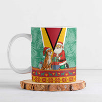 Guyana Christmas Santa Leopard Ceramic Mug with Green Red Yellow Gift and Map - Wonder Print Shop