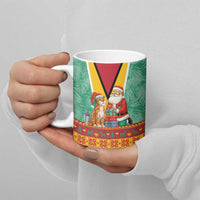 Guyana Christmas Santa Leopard Ceramic Mug with Green Red Yellow Gift and Map - Wonder Print Shop