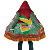 Guyana Christmas Santa Leopard Cloak with Green Red Yellow Gift and Map - Wonder Print Shop