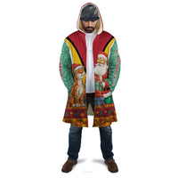 Guyana Christmas Santa Leopard Cloak with Green Red Yellow Gift and Map - Wonder Print Shop