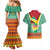 Guyana Christmas Santa Leopard Couples Matching Mermaid Dress and Hawaiian Shirt with Green Red Yellow Gift and Map - Wonder Print Shop