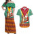 Guyana Christmas Santa Leopard Couples Matching Off Shoulder Maxi Dress and Hawaiian Shirt with Green Red Yellow Gift and Map - Wonder Print Shop
