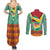 Guyana Christmas Santa Leopard Couples Matching Summer Maxi Dress and Long Sleeve Button Shirt with Green Red Yellow Gift and Map - Wonder Print Shop