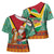 Guyana Christmas Santa Leopard Cross Shoulder Shirt with Green Red Yellow Gift and Map - Wonder Print Shop