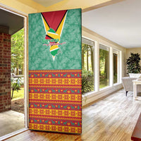 Guyana Christmas Santa Leopard Door Cover with Green Red Yellow Gift and Map - Wonder Print Shop