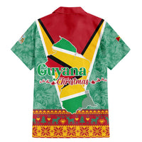 Guyana Christmas Santa Leopard Family Matching Mermaid Dress and Hawaiian Shirt with Green Red Yellow Gift and Map - Wonder Print Shop