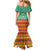 Guyana Christmas Santa Leopard Family Matching Mermaid Dress and Hawaiian Shirt with Green Red Yellow Gift and Map - Wonder Print Shop
