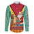 Guyana Christmas Santa Leopard Family Matching Off The Shoulder Long Sleeve Dress and Hawaiian Shirt with Green Red Yellow Gift and Map - Wonder Print Shop