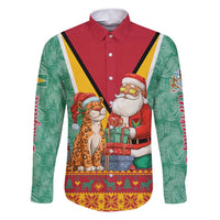 Guyana Christmas Santa Leopard Family Matching Puletasi and Hawaiian Shirt with Green Red Yellow Gift and Map - Wonder Print Shop