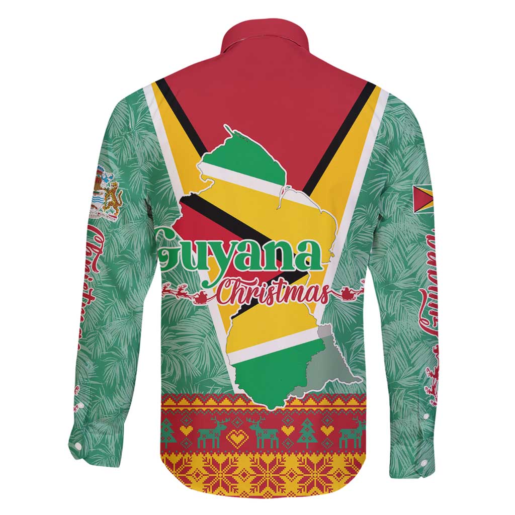 Guyana Christmas Santa Leopard Family Matching Tank Maxi Dress and Hawaiian Shirt with Green Red Yellow Gift and Map - Wonder Print Shop