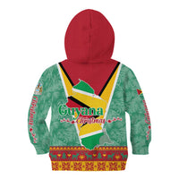 Guyana Christmas Santa Leopard Kid Hoodie with Green Red Yellow Gift and Map - Wonder Print Shop