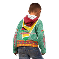 Guyana Christmas Santa Leopard Kid Hoodie with Green Red Yellow Gift and Map - Wonder Print Shop