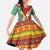 Guyana Christmas Santa Leopard Kid Short Sleeve Dress with Green Red Yellow Gift and Map - Wonder Print Shop