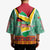 Guyana Christmas Santa Leopard Kimono with Green Red Yellow Gift and Map - Wonder Print Shop