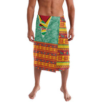 Guyana Christmas Santa Leopard Lavalava with Green Red Yellow Gift and Map - Wonder Print Shop