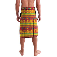 Guyana Christmas Santa Leopard Lavalava with Green Red Yellow Gift and Map - Wonder Print Shop