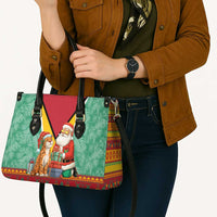 Guyana Christmas Santa Leopard Leather Bag with Green Red Yellow Gift and Map - Wonder Print Shop