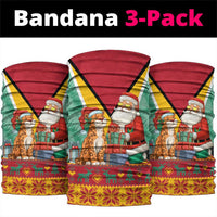Guyana Christmas Santa Leopard Neck Gaiter with Green Red Yellow Gift and Map - Wonder Print Shop