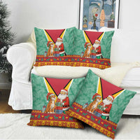 Guyana Christmas Santa Leopard Pillow Cover with Green Red Yellow Gift and Map - Wonder Print Shop