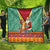 Guyana Christmas Santa Leopard Quilt with Green Red Yellow Gift and Map - Wonder Print Shop