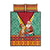 Guyana Christmas Santa Leopard Quilt Bed Set with Green Red Yellow Gift and Map - Wonder Print Shop
