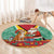 Guyana Christmas Santa Leopard Round Carpet with Green Red Yellow Gift and Map - Wonder Print Shop
