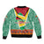 Guyana Christmas Santa Leopard Sleeve Zip Bomber Jacket with Green Red Yellow Gift and Map - Wonder Print Shop