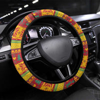 Guyana Christmas Santa Leopard Steering Wheel Cover with Green Red Yellow Gift and Map - Wonder Print Shop